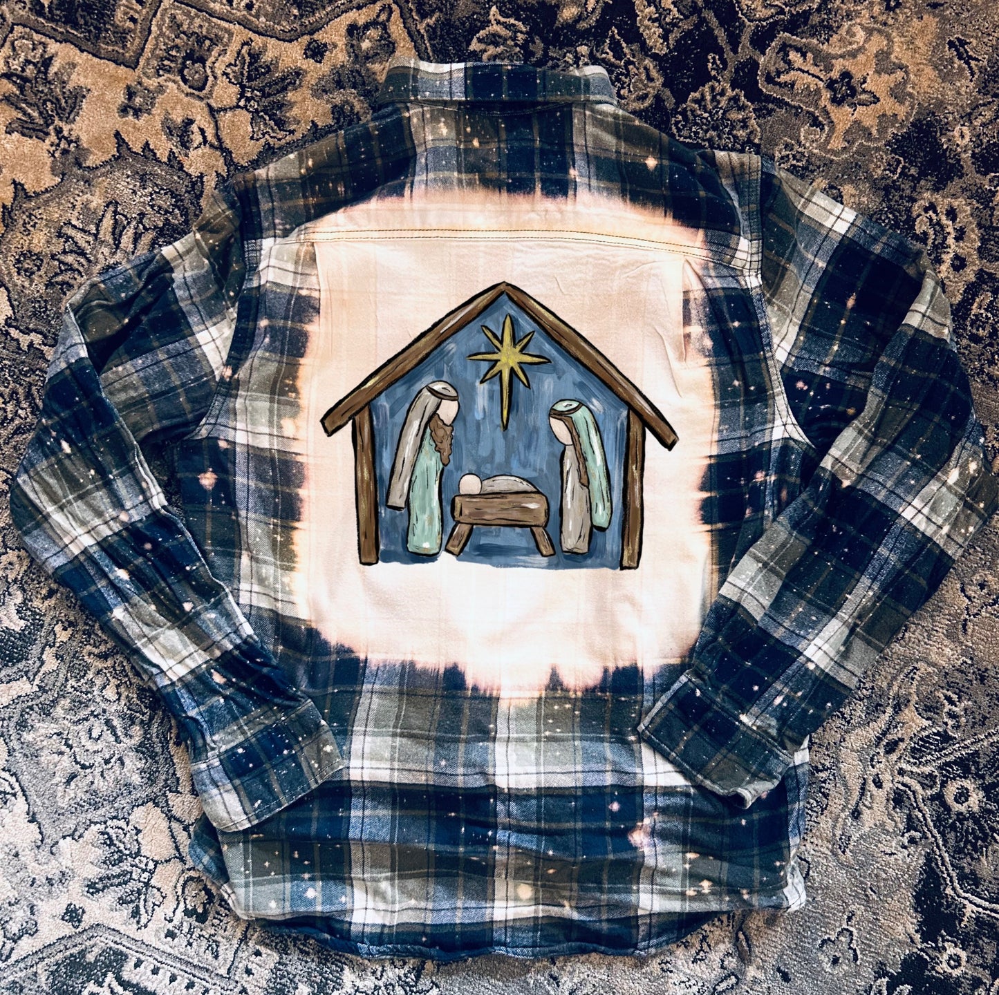 Bleached Manger Scene Flannel