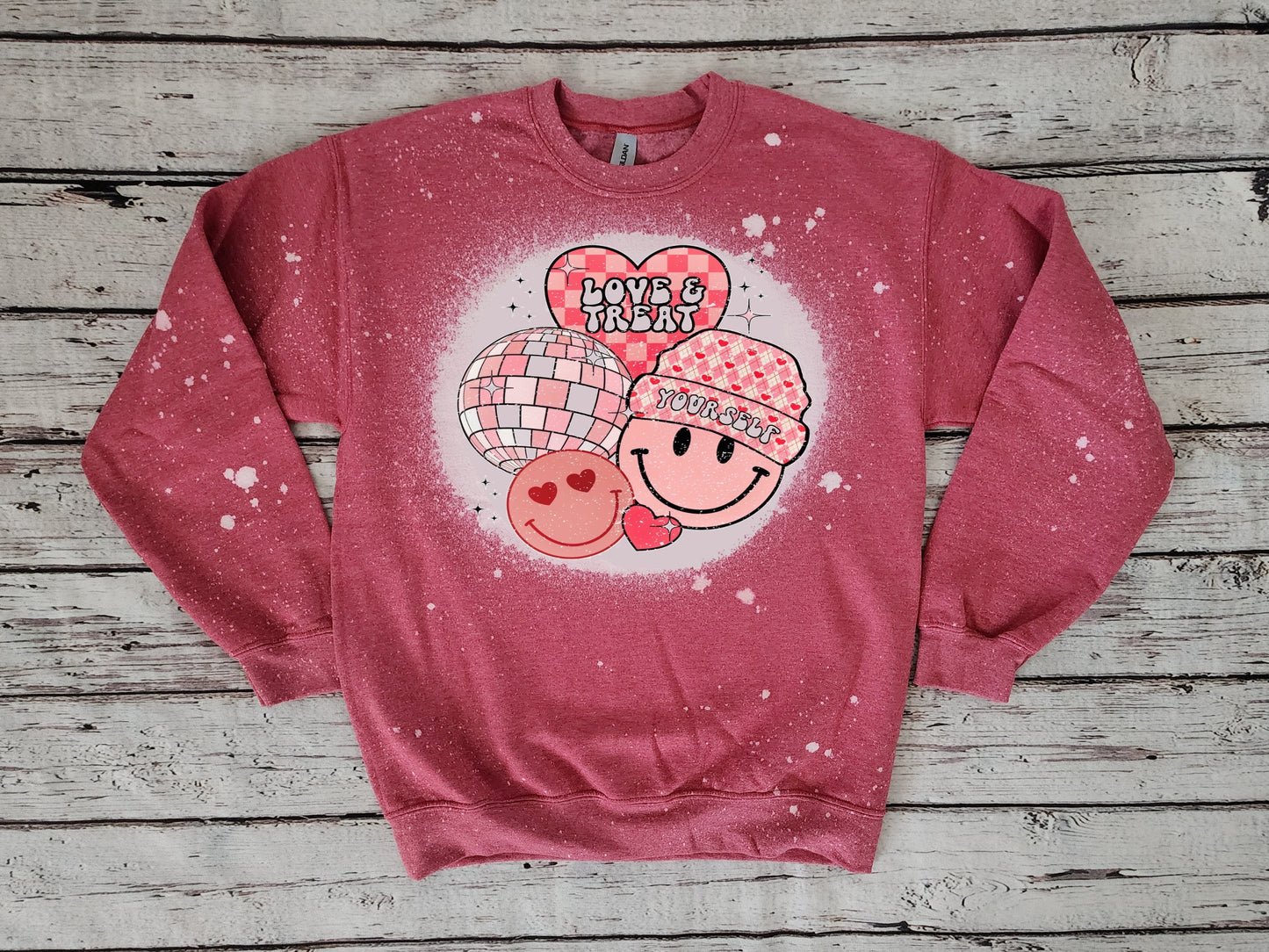 Treat Yourself Valentine’s Bleached Sweatshirt